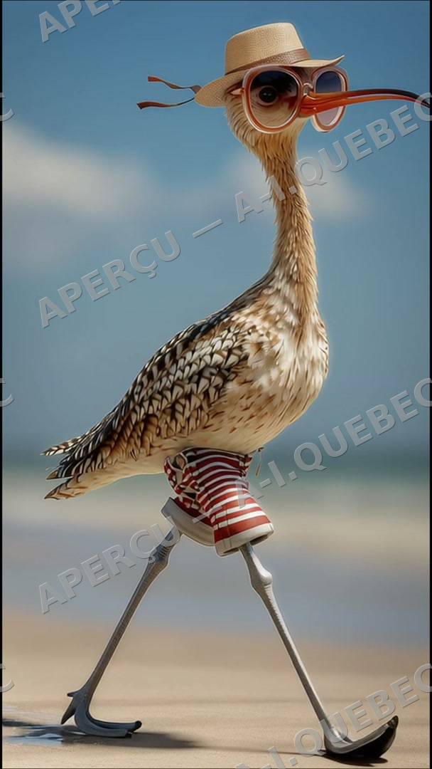 Deux oiseaux sur la plage marchent fièrement
