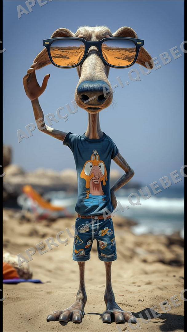 Skinny Dog Proudly on the Beach